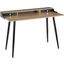 Harvey Contemporary Desk In Black Steel And Natural And Black Wood With Nickel Accents