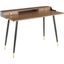 Harvey Mid-Century Modern Desk In Black Metal And Walnut Wood With Gold Accent