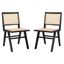 Hattie French Cane Dining Chair Set of 2 In Black And Natural