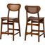 Hesper Counter Stool Set of 2 In Walnut Brown Finished Wood and Rattan
