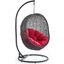 Hide Gray and Red Outdoor Patio Swing Chair With Stand