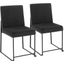 High Back Fuji Contemporary Dining Chair In Black Steel And Black Velvet - Set Of 2