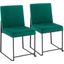 High Back Fuji Contemporary Dining Chair In Black Steel And Green Velvet - Set Of 2