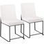 High Back Fuji Contemporary Dining Chair In Black Steel And White Velvet - Set Of 2