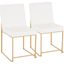 High Back Fuji Contemporary Dining Chair In Gold And White Velvet - Set Of 2