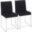 High Back Fuji Contemporary Dining Chair In Stainless Steel And Black Velvet - Set Of 2