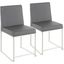 High Back Fuji Contemporary Dining Chair In Stainless Steel And Grey Faux Leather - Set Of 2
