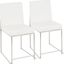 High Back Fuji Contemporary Dining Chair In Stainless Steel And White Faux Leather - Set Of 2