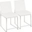 High Back Fuji Contemporary Dining Chair In Stainless Steel And White Velvet - Set Of 2
