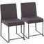 High Back Fuji Dining Chair Set of 2 in Black Steel and Charcoal Fabric