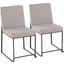 High Back Fuji Dining Chair Set of 2 in Black Steel and Light Grey Fabric