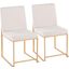 High Back Fuji Dining Chair Set of 2 in Gold Steel and Beige Fabric