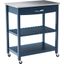 Holland Kitchen Cart With Stainless Steel Top In Navy Blue