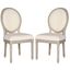 Holloway Light Beige and Rustic Grey Brasserie Linen Oval Side Chair Set of 2