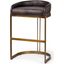 Hollyfield Black Leather Seat Gold Metal Base Stool