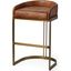 Hollyfield Brown Leather Seat Gold Metal Base Stool