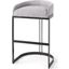 Hollyfield Gray Fabric Seat With Gray Metal Base Bar Stool
