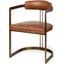 Hollyfield I Brown Leather Seat Gold Iron Frame Dining Chair Set of 2
