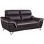 Homeroots Contemporary Brown Leather Loveseat