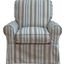 Horizon Blue Striped Slipcovered Swivel Rocking Chair
