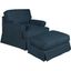 Horizon Navy Blue Slipcovered T-Cushion Chair with Ottoman