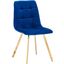 Huey Blue Velvet Fabric Side Chair Set of 4 In Gold