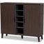 Idina Mid-Century Modern Two-Tone Dark Brown and Grey Finished Wood 2-Door Shoe Cabinet