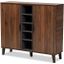 Idina Mid-Century Modern Two-Tone Walnut Brown and Grey Finished Wood 2-Door Shoe Cabinet