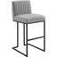 Indulge Channel Tufted Fabric Bar Stool In Light Gray