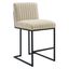 Indulge Channel Tufted Fabric Counter Stool In Beige