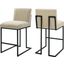 Indulge Channel Tufted Fabric Counter Stools - Set of 2 In Beige