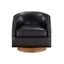Irving Faux Leather Wood Base Barrel Swivel Chair In Brown