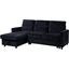 Ivy Black Velvet Reversible Sleeper Sectional Sofa With Storage Chaise And Side Pocket