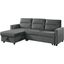 Ivy Dark Gray Velvet Reversible Sleeper Sectional Sofa With Storage Chaise And Side Pocket