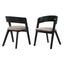 Jackie Mid-Century Upholstered Dining Chair Set of 2 In Black Finish