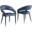 Jacques Faux Leather Dining Chairs In Navy Blue Set of 2