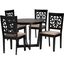 Jamie Moden 5-Piece Dining Set In Beige Fabric and Dark Brown Finished Wood