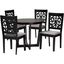 Jamie Moden 5-Piece Dining Set In Grey Fabric and Dark Brown Finished Wood