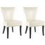 Jappic Flat Cream and Espresso 22 Inch Side Chairs with Silver Nailhead Detail Set of 2