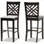 Jason Modern and Contemporary Grey Fabric Upholstered and Espresso Brown Finished Wood 2-Piece Bar Stool Set