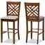Jason Modern and Contemporary Grey Fabric Upholstered and Walnut Brown Finished Wood 2-Piece Bar Stool Set