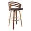 Jayden 26 Inch Counter Height Swivel Brown Faux Leather and Walnut Wood Bar Stool