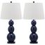 Jayne Navy and Off-White 26.5 Inch 3-Sphere Glass Lamp Set of 2
