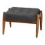 Jeanine Fabric and Wood Ottoman Footstool In Dark Grey and Walnut Brown