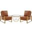 Jefferson Arm Chair With Octagon Coffee Table In Cognac Tan
