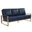 Jefferson Design Leather Sofa In Navy Blue