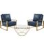 Jefferson Leather Armchair and Large Octagon Coffee Table In Navy Blue