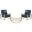 Jefferson Leather Armchair And Round Coffee Table In Navy Blue