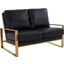Jefferson Leather Loveseat With Gold Frame In Black