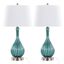 Jenny 27.25 Inch Glass Table Lamp Set of 2 In White and Blue